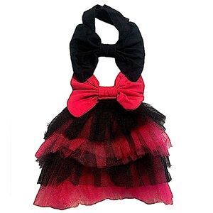 Pet Dog Pre-Owned Hot Pink & Black TuTu Dress Size Small. See Size Chart.
